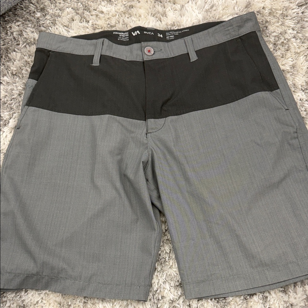 RVCA Men's Gray and Black Hybrid Shorts